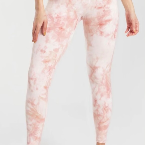 Cozy Pink and White Fleece-Lined Winter Leggings- Size Medium - Picture 2 of 2